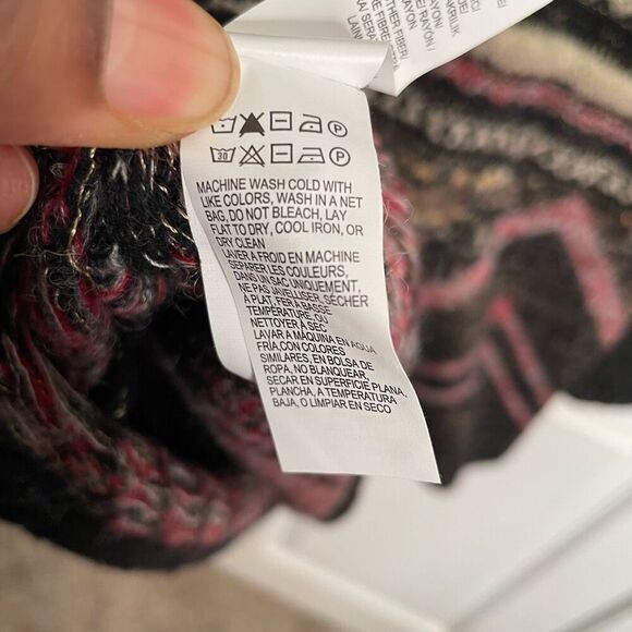 Lucky Brand Womens Cowlneck Sweater L Tunic Wool Blend Fairisle Boho Oversized - Picture 5 of 10